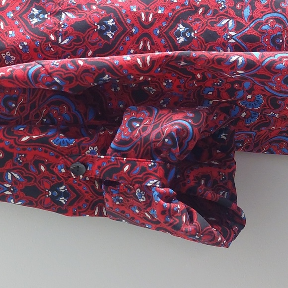 Catherines Multicolored Button Front Roll Tab Convertible Blouse Shirt 18-20 1X - Picture 5 of 7